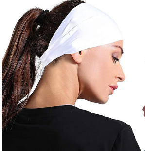 Camouflage Grey 5-Pack Wide Sports Headbands for Women - Non-Slip Yoga Headwraps with Sweat-Wicking Fabric (88% Nylon+12% Spandex)