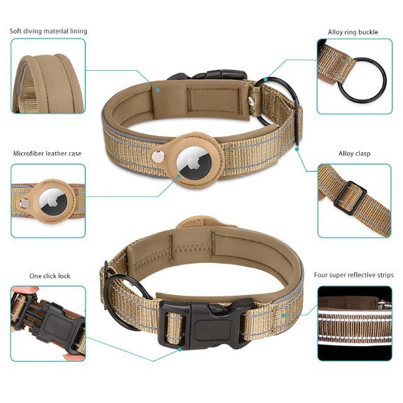 S Red Secure Nylon Dog Collar with Built-in Apple AirTag (not included) Holder Case - Pet Tracker Accessory