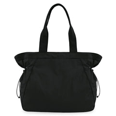 Water-Resistant Tote Bag with Drawstring Side-Cinch and Snap Closure - 18L Capacity Black