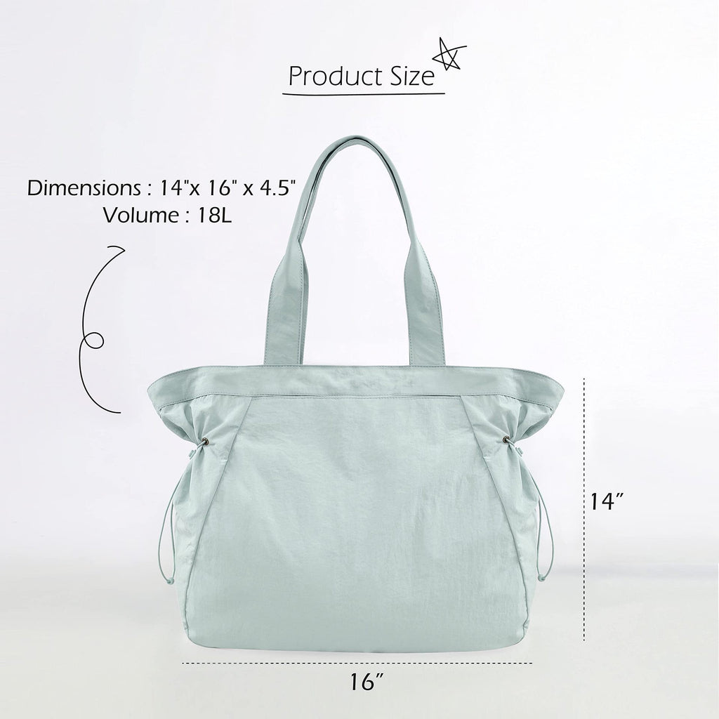 Water-Resistant Tote Bag with Drawstring Side-Cinch and Snap Closure - 18L Capacity Black