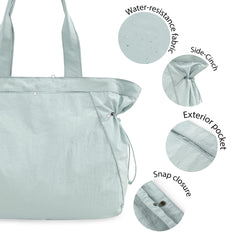 Water-Resistant Tote Bag with Drawstring Side-Cinch and Snap Closure - 18L Capacity Black