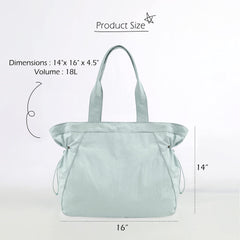 Water-Resistant Tote Bag with Drawstring Side-Cinch and Snap Closure - 18L Capacity Black