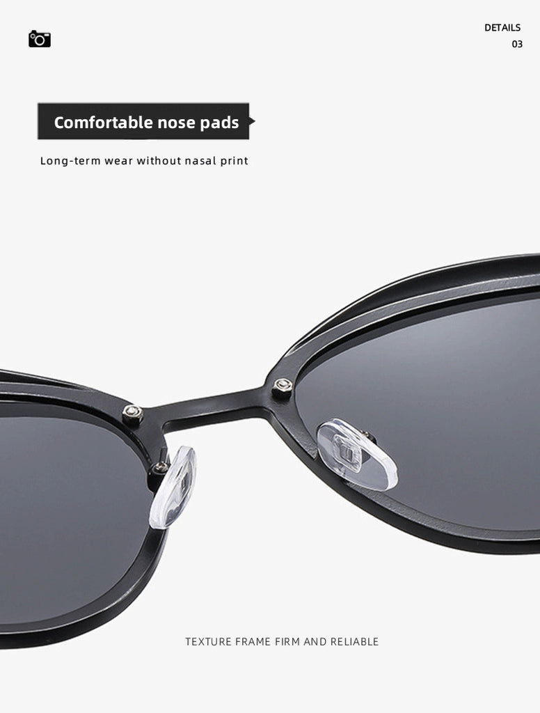 2-pcs Silver Elegant Women's Cat Eye Sunglasses - Anti-Glare, Lightweight Frame
