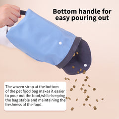 2-pcs Blue Portable Pet Food Storage Bag - Roll Top Treat Pouch for Travel & Walks