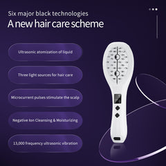 Multi-function Scalp Applicator Comb - Ultrasonic Spray, Red/Blue Light, Microcurrent