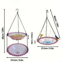 Blue Easy Clean Hanging Bird Feeder - Double Layer Durable Plastic Design for Patios