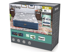 Bestway 2.03m x 1.52m x 36cm Tritech Fashion Flock comfortable inflatable Air Mattress Queen Built-in AC Pump