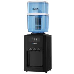 22L Devanti Water Cooler Dispenser Bench Top 3 Taps Chiller Filter Purifier Three Taps Balck