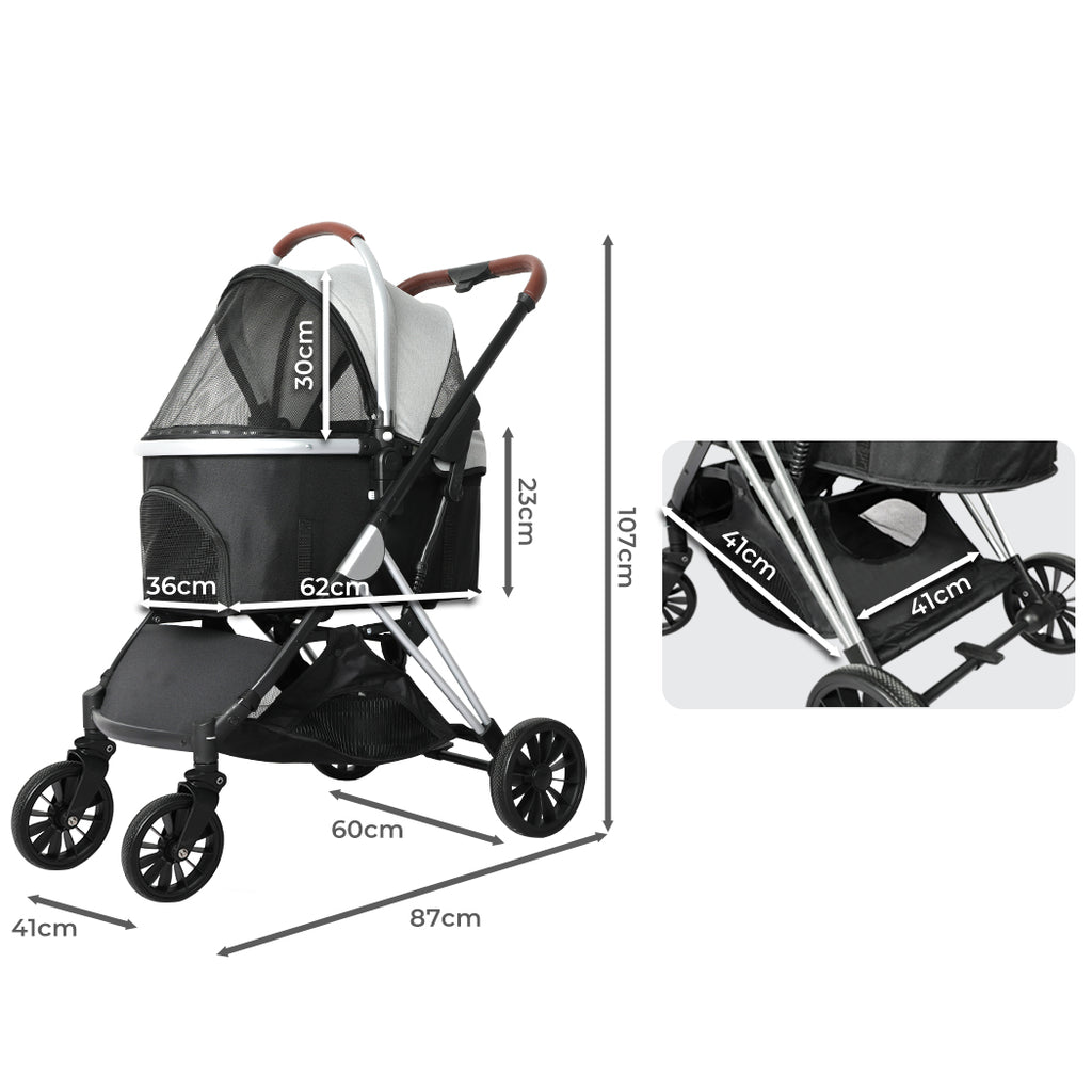 PaWz 4 Wheels Pet Stroller Dog Cat Pram-1954802607813955586