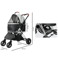 PaWz 4 Wheels Pet Stroller Dog Cat Pram-1954802607813955586