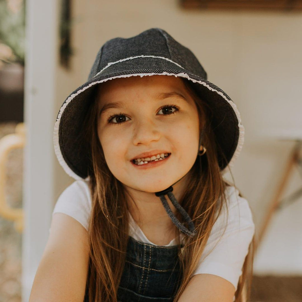 Bedhead Toddler Bucket Hat - Denim Ruffle Trim S-1954803164758806531