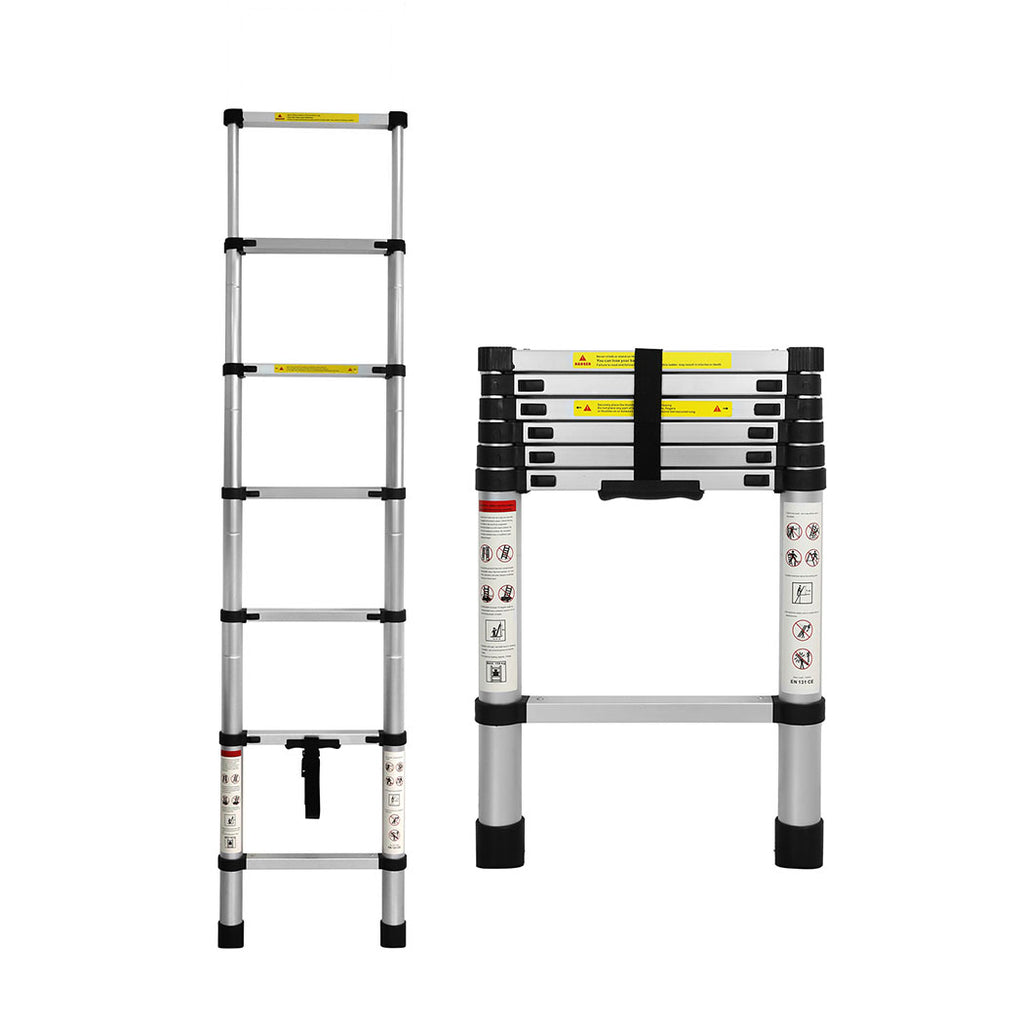 Traderight Multipurpose Ladder Telescopic 2M Silver 2 Meter-1954802733693407232