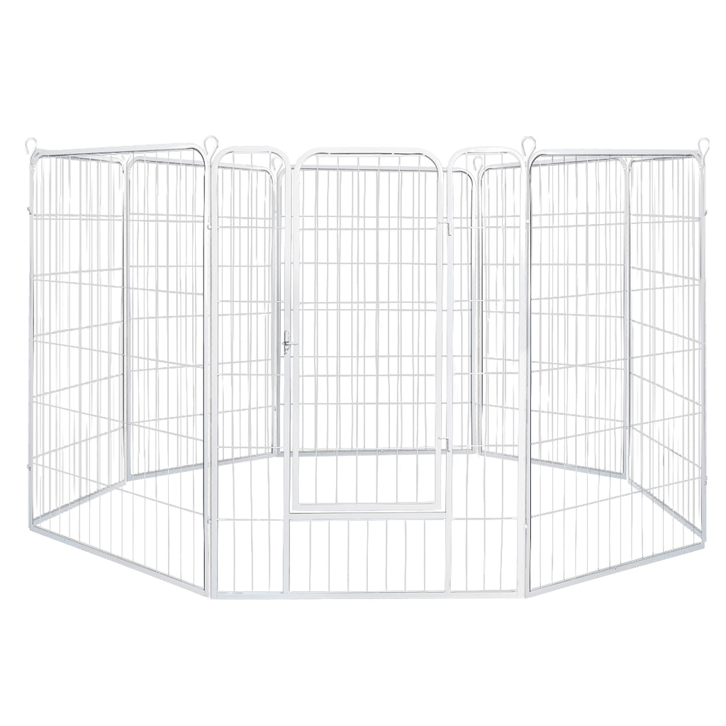 PaWz 8 Panel 48'' Pet Dog Playpen Puppy White 4kg chicken-1966287385125851136