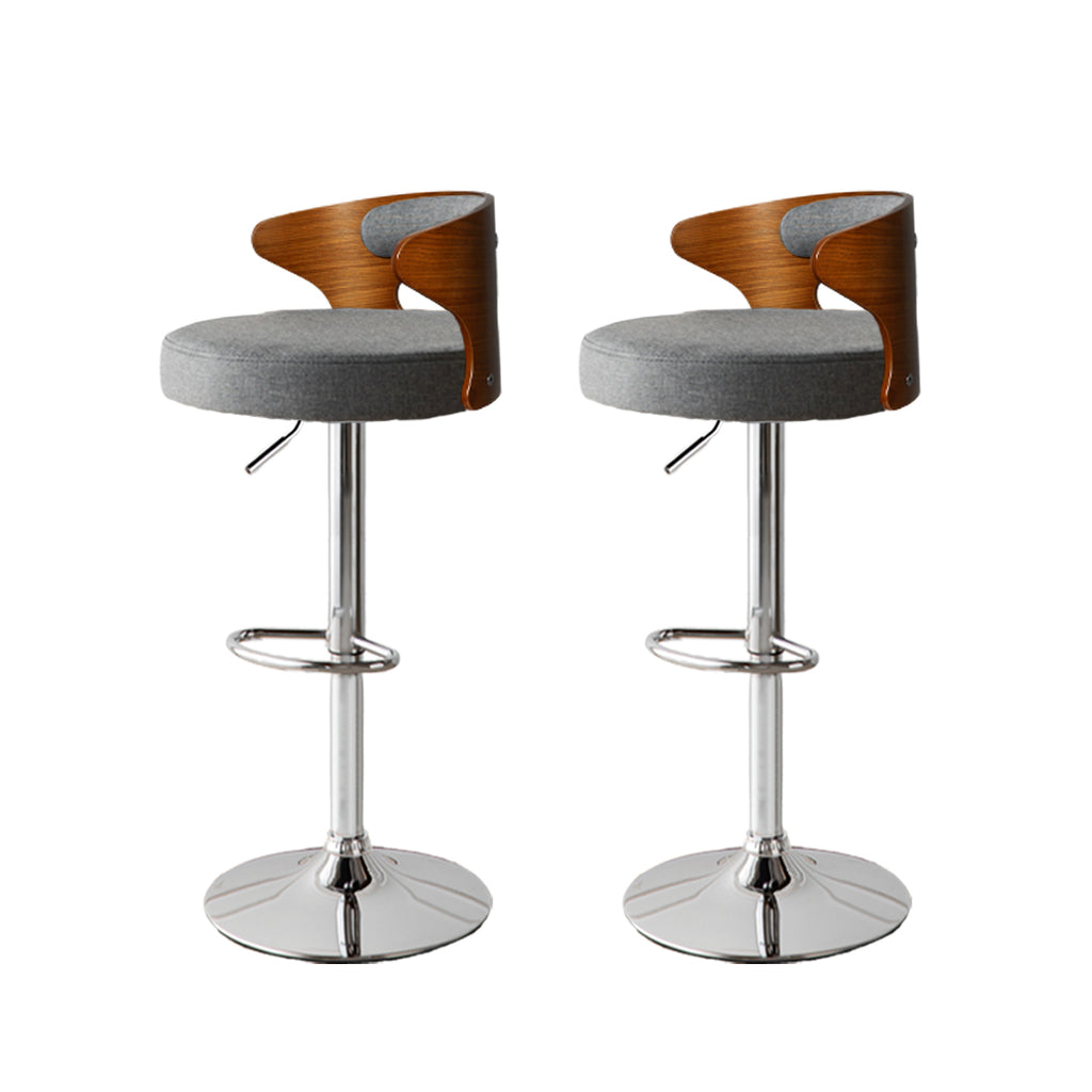Levede 1x Kitchen Bar Stools Gas Lift Grey Silver-1954802951906267137