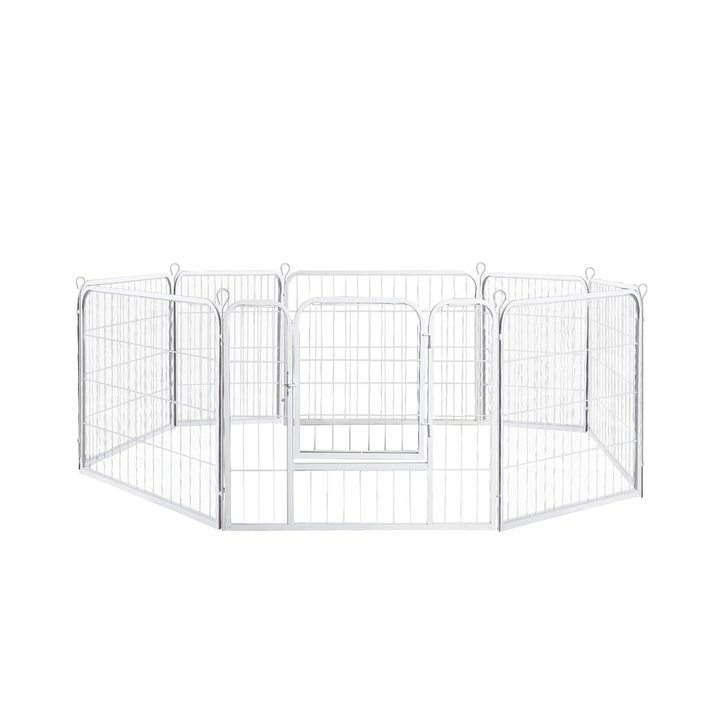 PaWz 8 Panel 24'' Pet Dog Playpen Puppy White 24 inch-1966287384542842880
