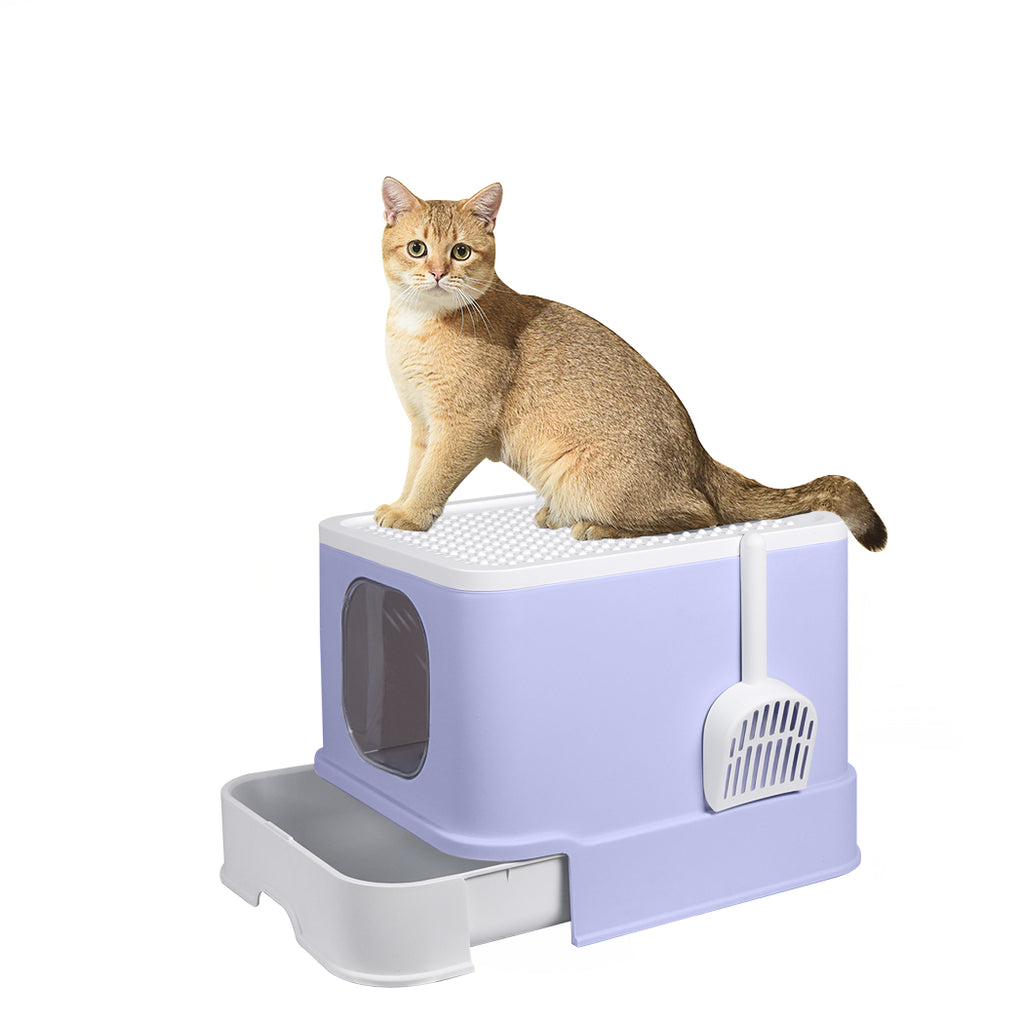 PaWz Cat Litter Box Fully Enclosed Toilet Purple-1954802512628420608