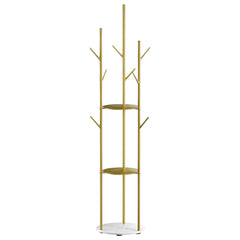 Levede Coat Rack Clothes Stand 8 Hook Organizer Gold-1954803015403835392