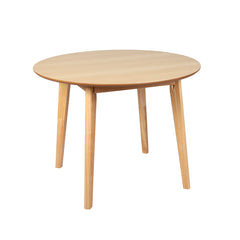 Levede Dining Table Round Rubberwood Base 100cm Natural 100 CM-1954802998861500416