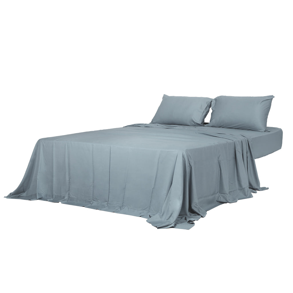 Dreamz 4pcs Queen Size 100% Bamboo Bed Sheet Set in Grey Colour-1954802920713228288