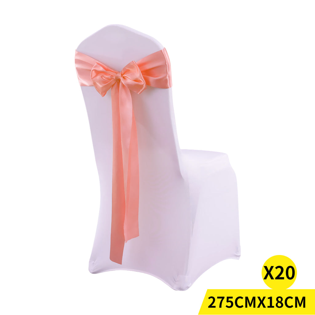 20x Satin Fabric Chair Sashes Cloth Coral-1954802692949938176
