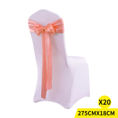 20x Satin Fabric Chair Sashes Cloth Coral-1954802692949938176
