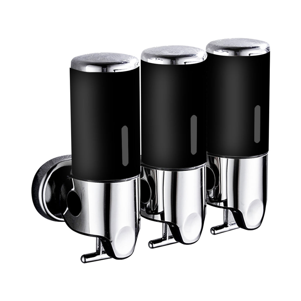3 Bottles Bathroom Shower Soap Dispenser Black-1954802726349180928