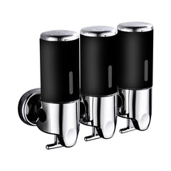 3 Bottles Bathroom Shower Soap Dispenser Black-1954802726349180928