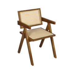 Levede 1x Walnut Wicker Armchair Dining Chair-1954802994130325504