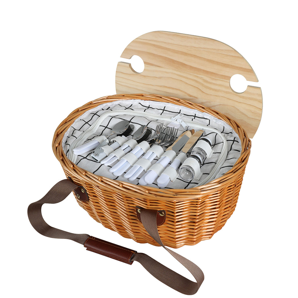 Picnic Basket Set Willow Baskets Outdoor-1954802902241513472