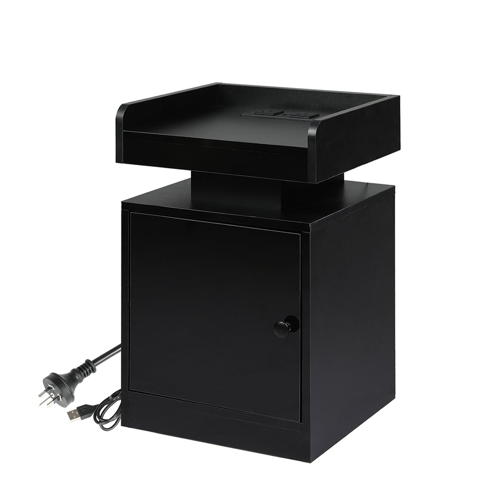 Levede Bedside Table USB Charger Outlet RGB Black-1963748907678830592