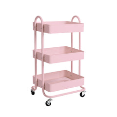 Levede 3 Tiers Kitchen Trolley Cart Pink-1954802728702185472