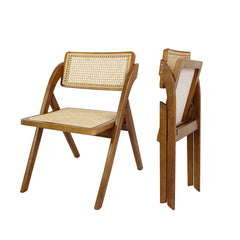 Levede 2X Foldable Rattan Dining Chairs Walnut-1954802988602232832