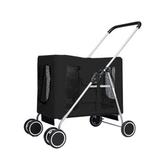 PaWz Pet Stroller Dog Cat Cage Carrier Black-1954802512892661760