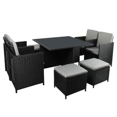 Levede 9PCS Outdoor Table Chair Set-1954802883304230912
