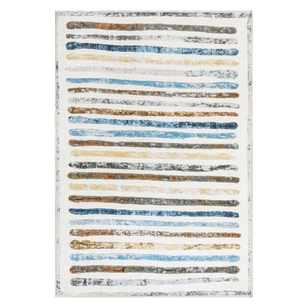 Marlow Floor Rug Short Pile Washable Carpet Soft Plush Non Slip Stripe 200x290-1954802390108606464