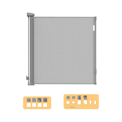 BoPeep Retractable Baby Safety Gates 150cm Grey 150 cm-1954802788848504832