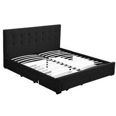 Levede Queen Bed Frame Fabric Tufted Dark Grey-1972833487778091008