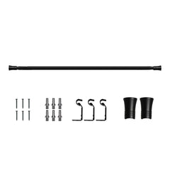 Marlow Black Curtain Rod Steel Quiet Rail Pole Pommel Set Extendable-1954802388342804480