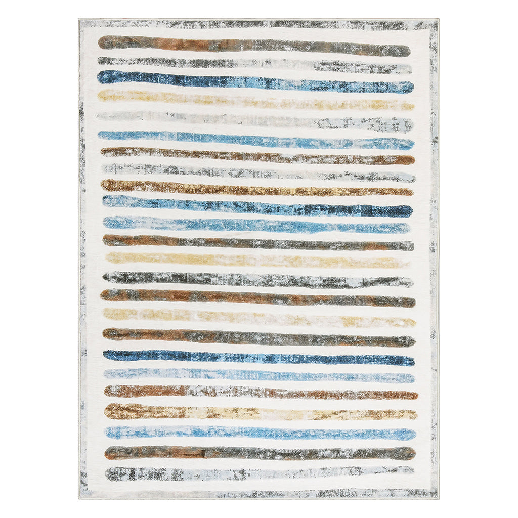 Marlow Floor Rug Short Pile Washable Carpet Soft Plush Non Slip Stripe 160x120-1954802389743702016