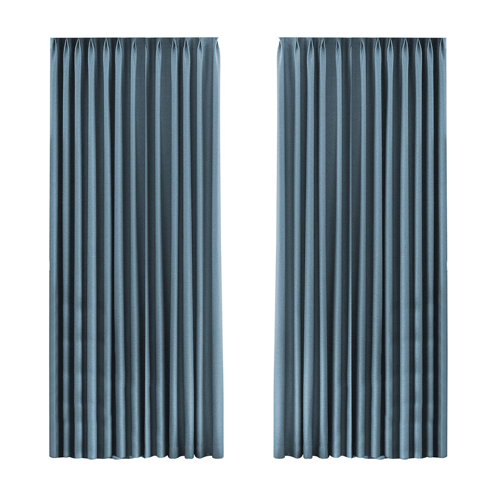 Marlow 2XBlockout Curtains Chenille 180x250 Blue CD1016-180x250-DG-1954802976119984128