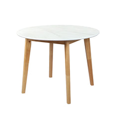 Levede Dining Table Round Rubberwood Base 100cm White 100 CM-1954802999041855488