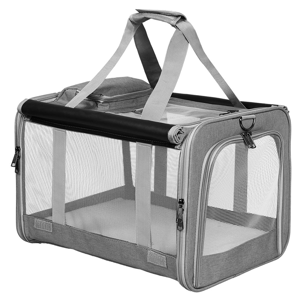 Pawz 3 in 1 Pet Soft Crate Dog Cat Carrier XL Size Grey-1954802466411384832