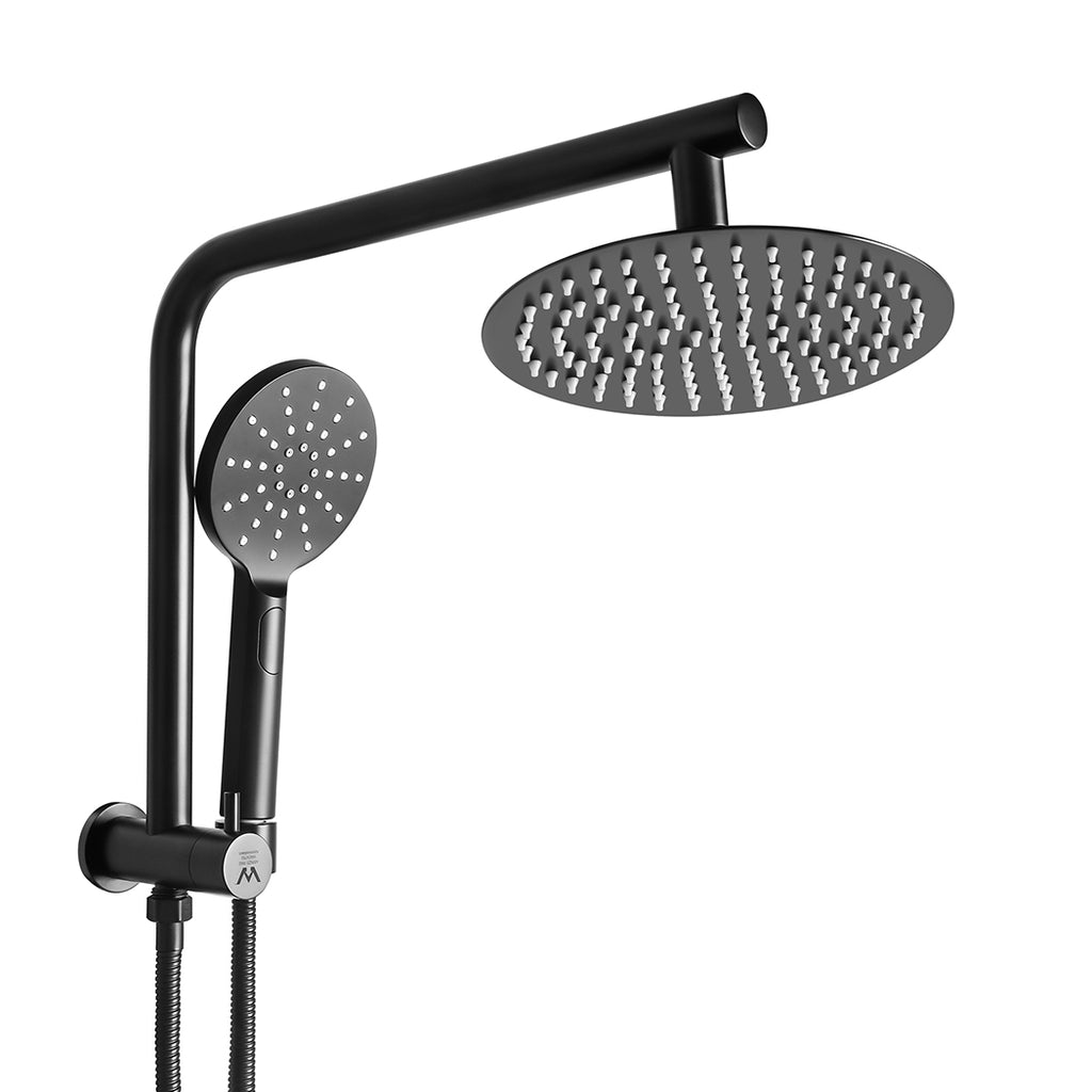 High Pressure Shower Head Set Rain Round Black-1954802953378467840