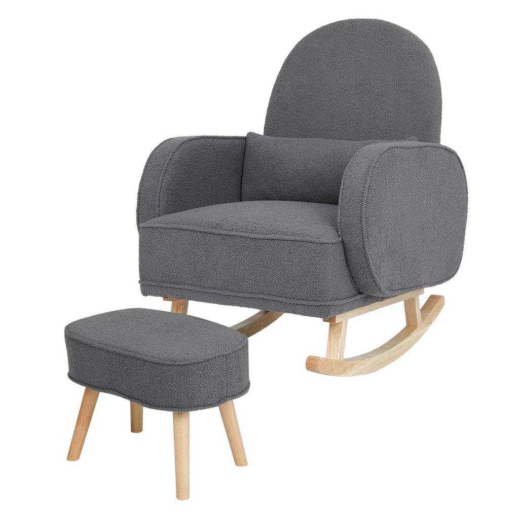 Levede Fleece Rocking Chair with footstool-1954802408546766848