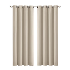 2x Blockout Curtains Panels 3 Layers Beige CD1003-132X213-GR-1954802970528976896