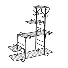 Levede Plant Stand Outdoor Indoor Metal Black-1954802662285381632