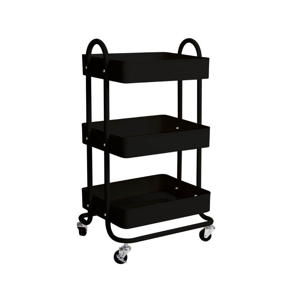Levede 3 Tiers Kitchen Trolley Cart Black-1954802728345669632