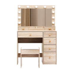 Levede Dressing Table Stool Set Oak-1954802443070083073