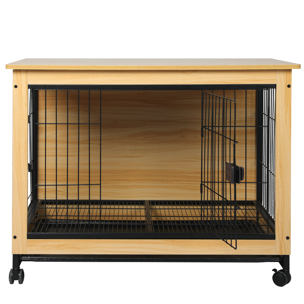 PaWz Wooden Wire Dog Kennel Side End M Medium-1954802558493134849