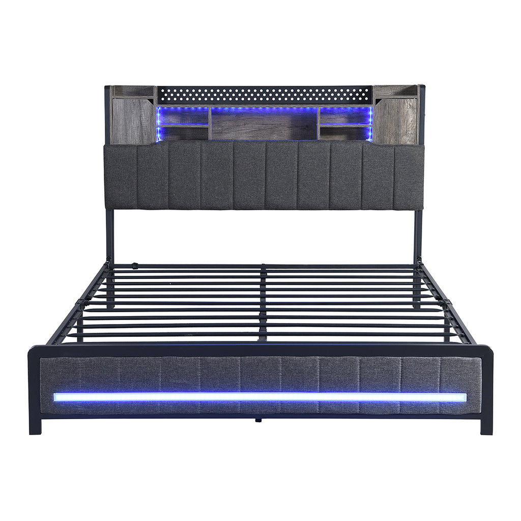 Levede Queen Bed Frame with Storage Headboard RGB LED-1954802450150068225